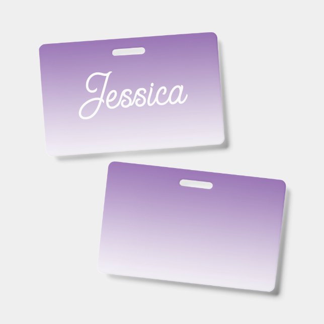 (Editable) Purple Colour Ombre & Your Text Badge (Front & Back)