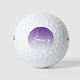 (Editable) Purple Colour Ombre & Your Text Golf Balls