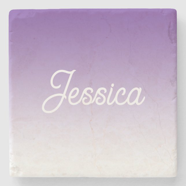 (Editable) Purple Colour Ombre & Your Text Stone Coaster (Front)