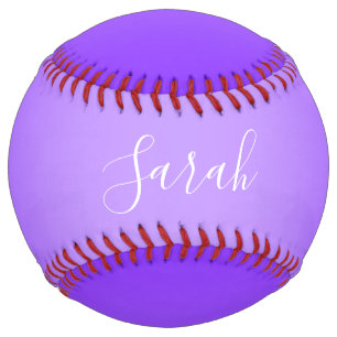 Editable Purple Violet Ombre & White Text Script  Softball