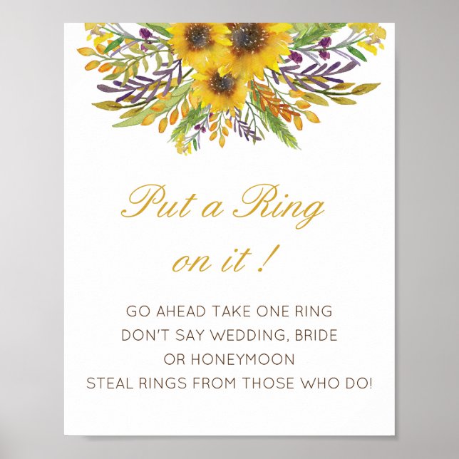 Editable Put a Ring on it Bridal Shower Game Poste Poster (Front)