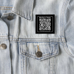Editable QR code Black & White Retro Modern Style 2 Inch Square Button