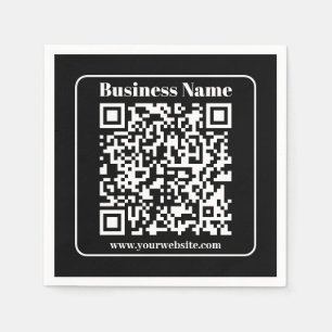Editable QR code Black & White Retro Modern Style Napkin