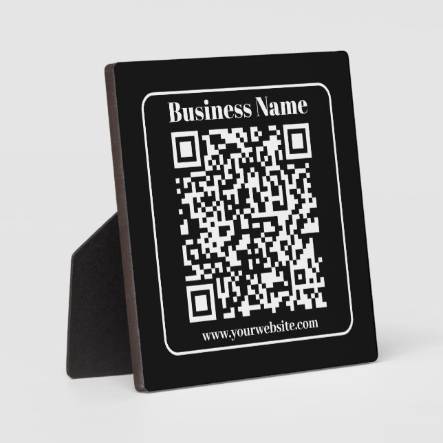 Editable QR code Black & White Retro Modern Style Plaque (Front)