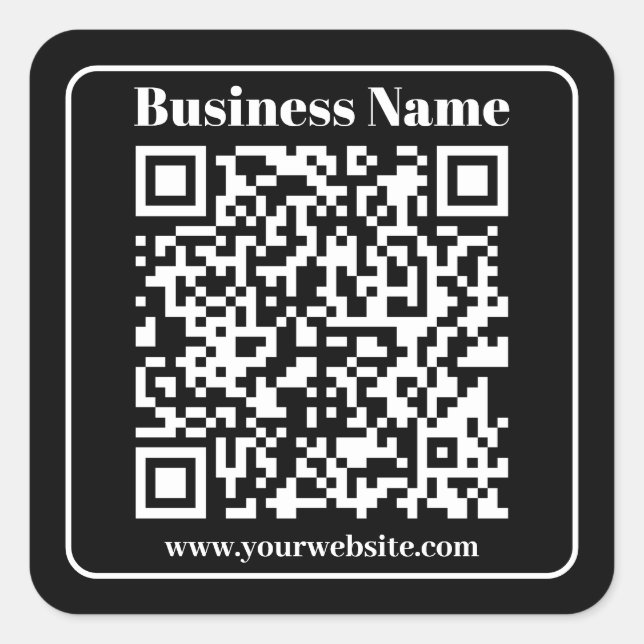 Editable QR code Black & White Retro Modern Style Square Sticker (Front)