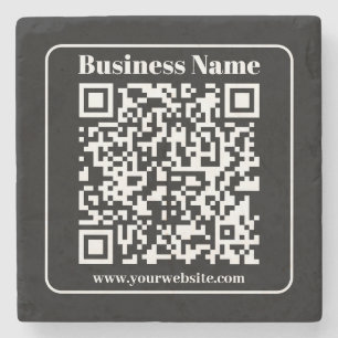 Editable QR code Black & White Retro Modern Style Stone Coaster