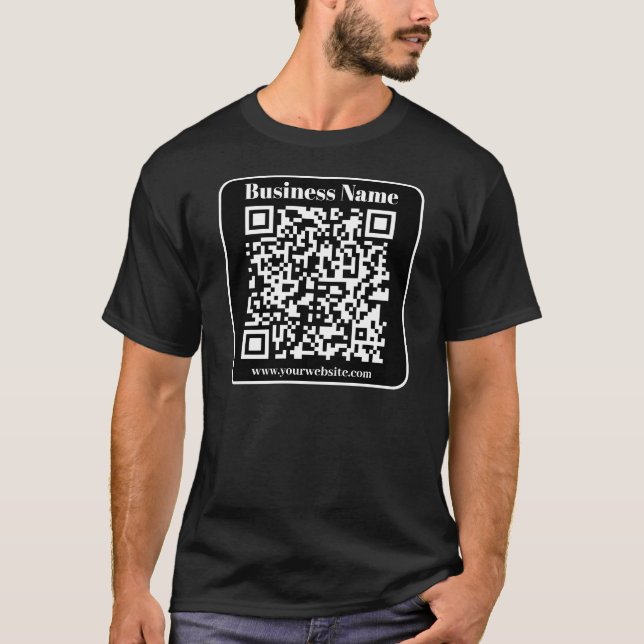 Editable QR code Black & White Retro Modern Style T-Shirt (Front)