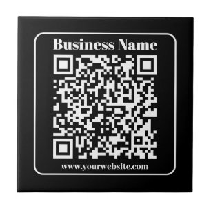 Editable QR code Black & White Retro Modern Style Tile