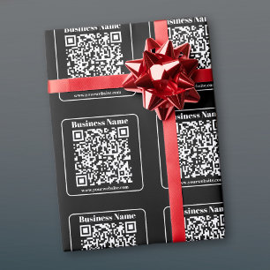Editable QR code Black & White Retro Modern Style Wrapping Paper