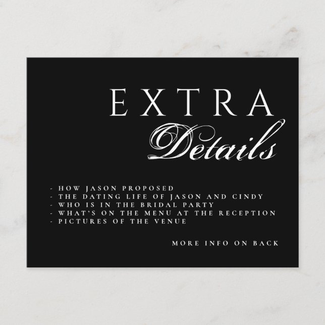 Editable QR Code Double Side Details Wedding Enclosure Card (Front)