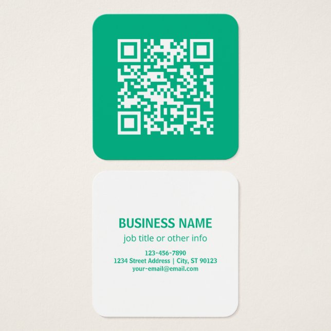 Editable QR Code Generate Your Own |  Teal Green  (Front & Back)