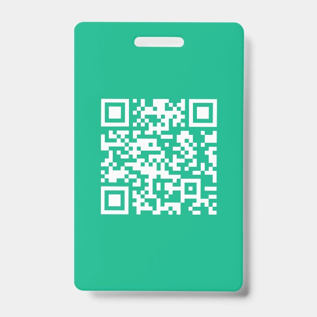 Editable QR Code Generate Your Own |  Teal Green  Badge (Front)