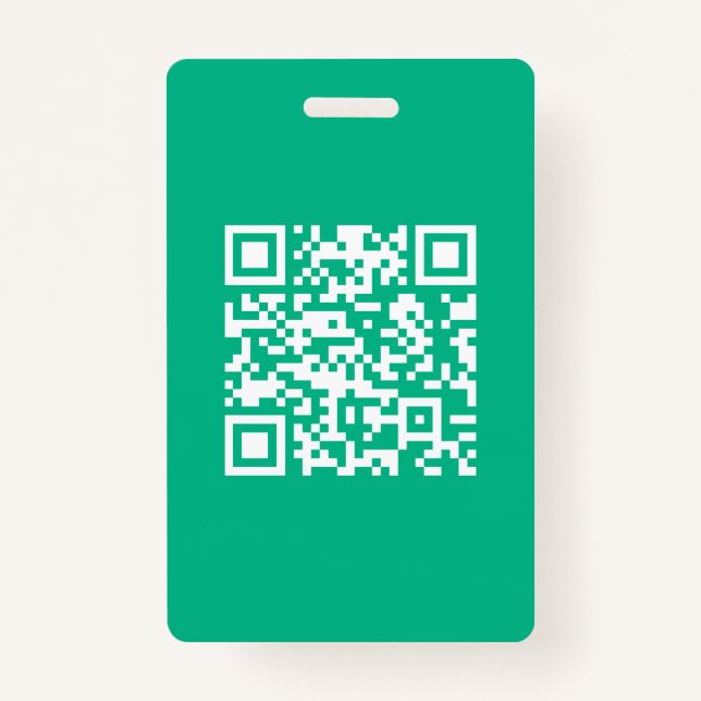 Editable QR Code Generate Your Own |  Teal Green  Badge (Front)