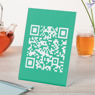 Editable QR Code Generate Your Own Teal Green Pedestal Sign