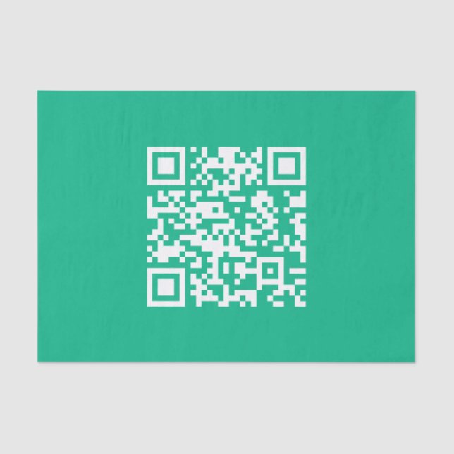 Editable QR Code Generate Your Own |  Teal Green  Tissue Paper (Front)