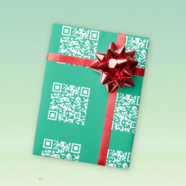 Editable QR Code Generate Your Own |  Teal Green  Wrapping Paper (Creator Uploaded)