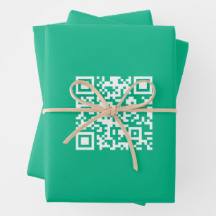 Editable QR Code Generate Your Own    Teal Green  Wrapping Paper Sheet