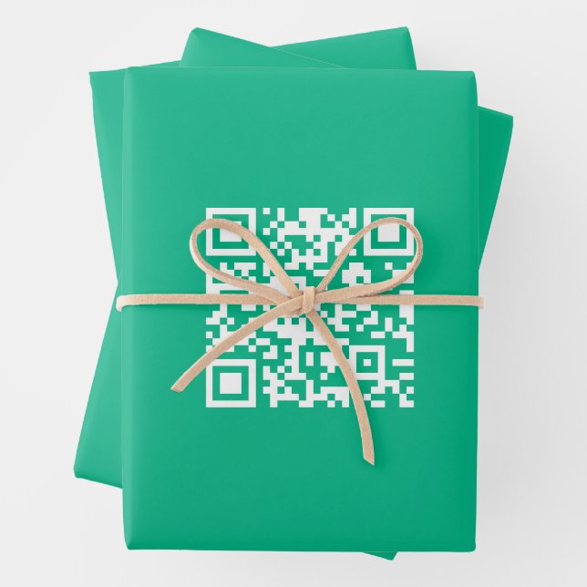 Editable QR Code Generate Your Own |  Teal Green  Wrapping Paper Sheet (In situ)