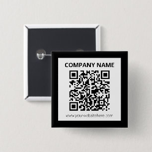 Editable QR code & Simple Customizable Design  2 Inch Square Button