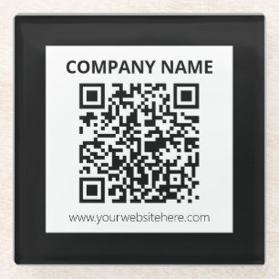 Editable QR code & Simple Customizable Design  Glass Coaster