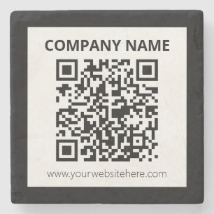 Editable QR code & Simple Customizable Design  Stone Coaster