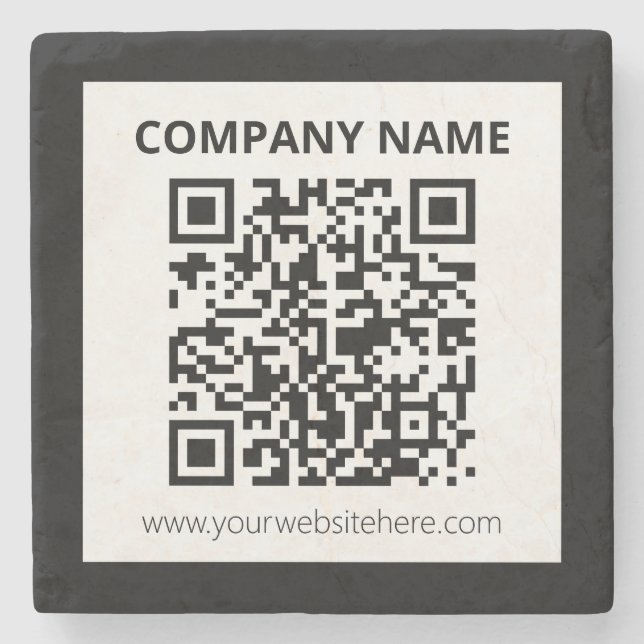 Editable QR code & Simple Customizable Design  Stone Coaster (Front)