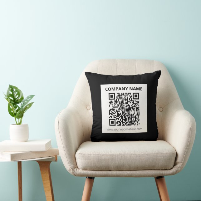 Editable QR code & Simple Customizable Design  Throw Pillow (Chair)