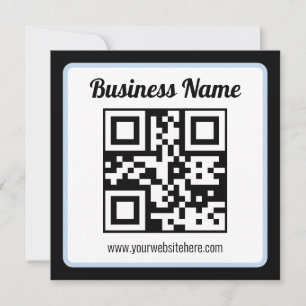 Editable QR code & Text w/Light Blue Border Card