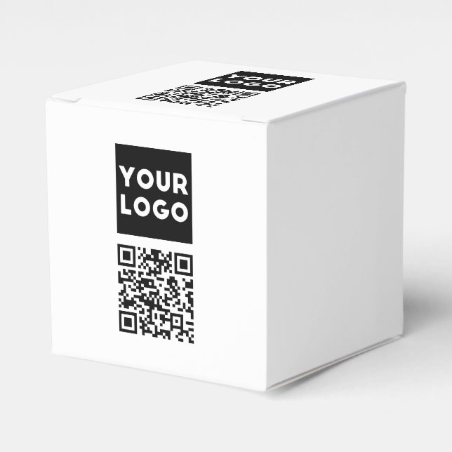 Editable QR code & Your Business Logo or Image Favor Box (Front Side)
