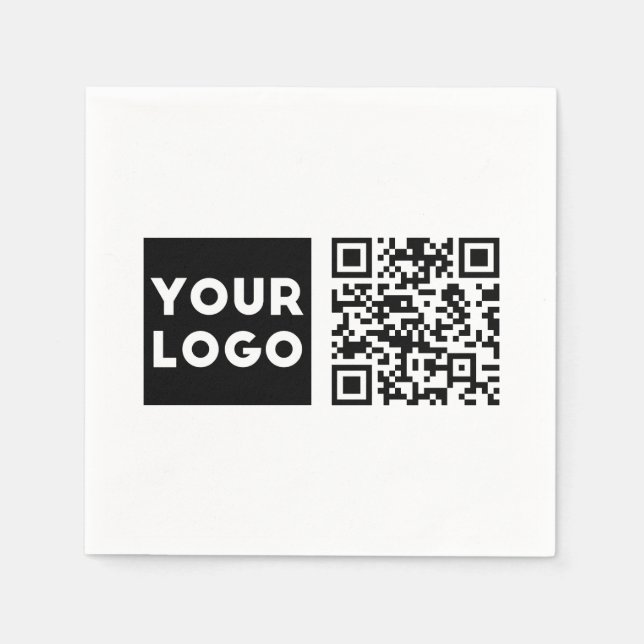 Editable QR code & Your Business Logo or Image Napkin (Front)