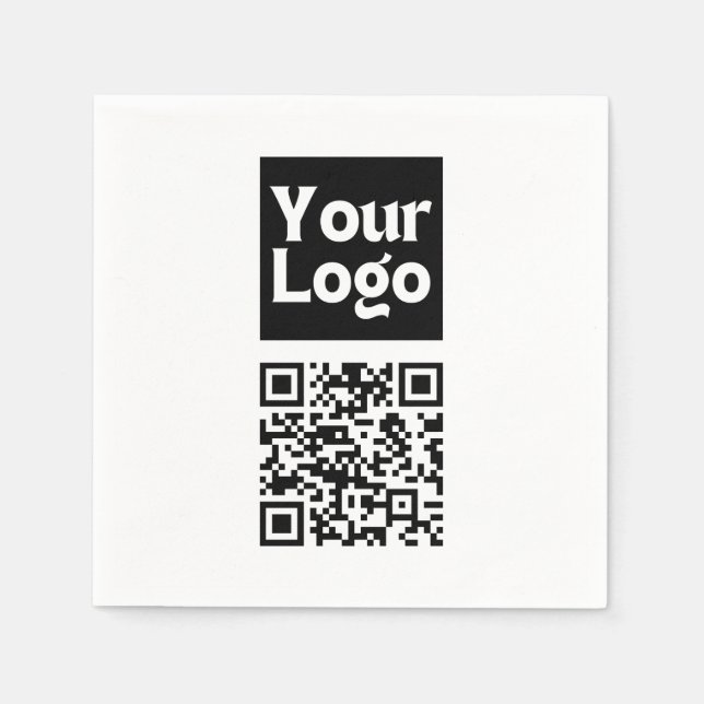Editable QR code & Your Business Logo or Image Napkin (Front)