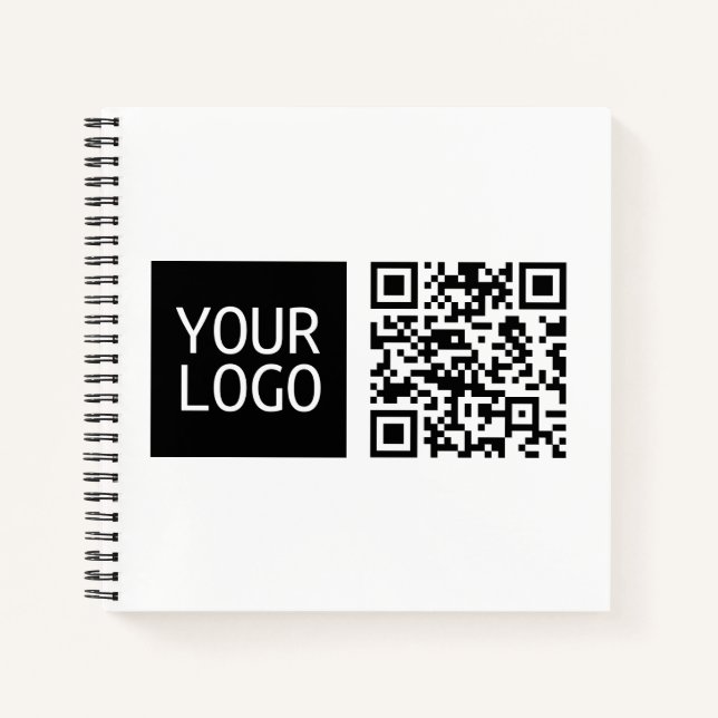 Editable QR code & Your Business Logo or Image Notebook (Front)