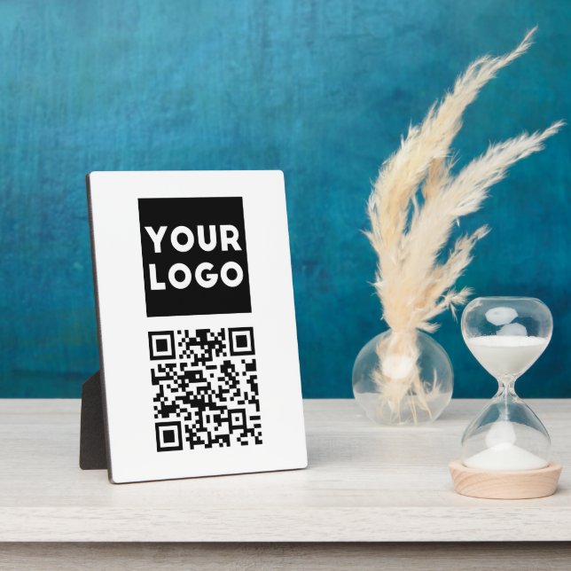 Editable QR code & Your Business Logo or Image Plaque (Side)