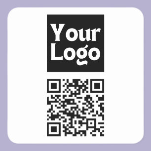 Editable QR code & Your Business Logo or Image Square Sticker