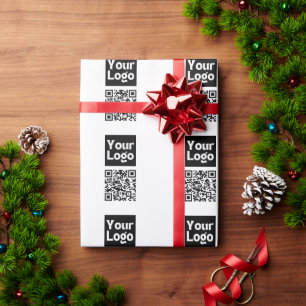 Editable QR code & Your Business Logo or Image Wrapping Paper