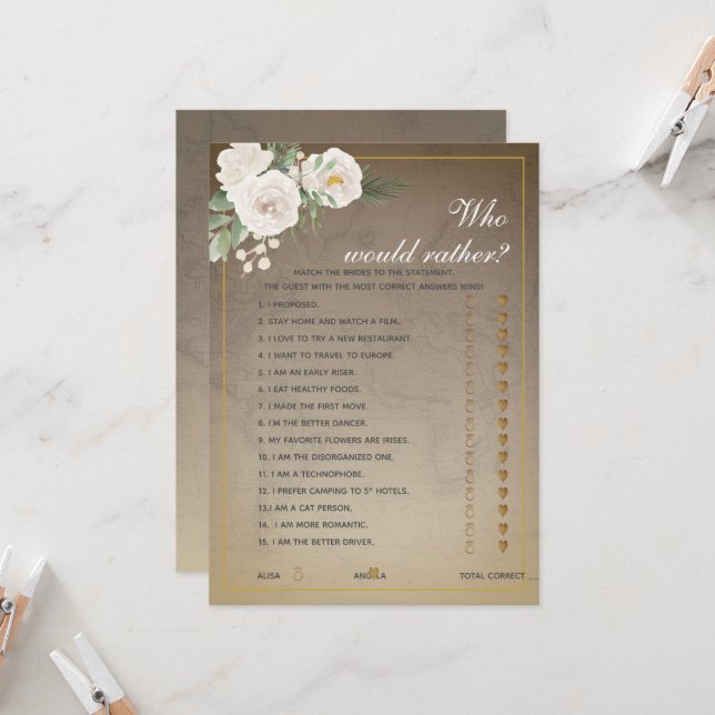 Editable Questions Bridal Shower  Games Invitation (Front/Back In Situ)