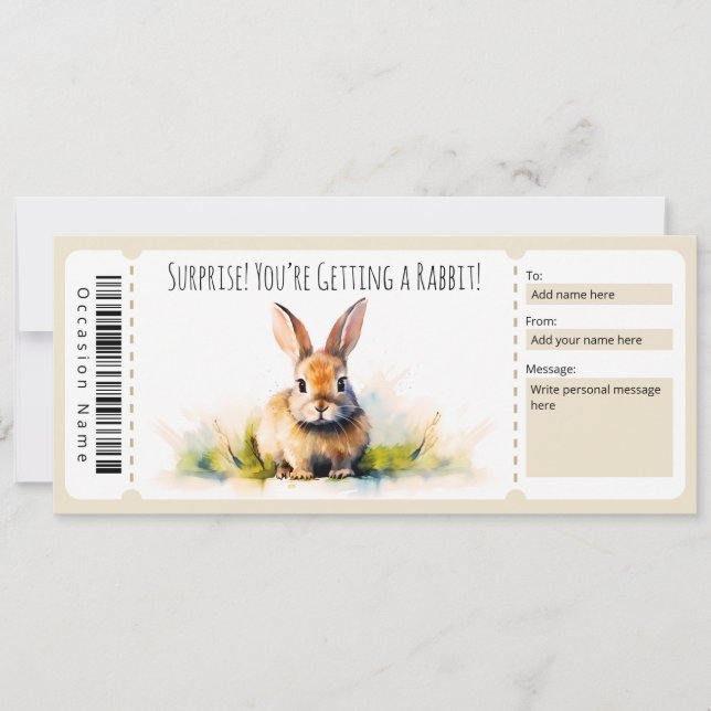 Editable Rabbit Gift Certificate Invitation (Front)