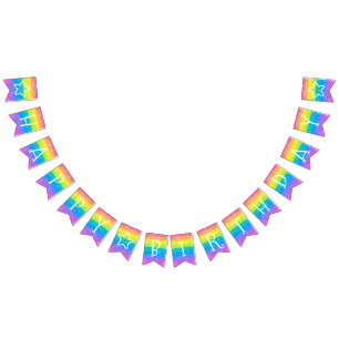 Editable Rainbow Stars Happy Birthday Bunting Flags