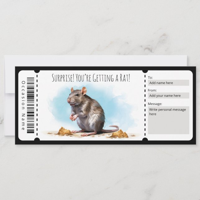 Editable Rat Gift Certificate Invitation (Front)