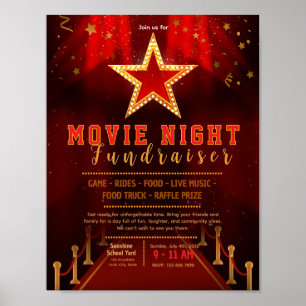 Editable red carpet fundraiser flyer poster