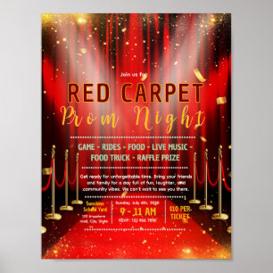 Editable red carpet prom fundraiser flyer poster