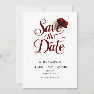 Editable Red Rose Wedding Save The Date