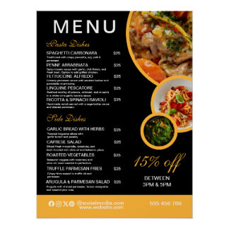 Editable Restaurant Menu Poster