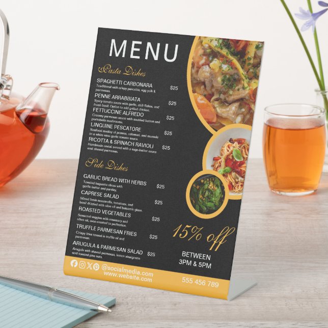 Editable Restaurant Menu Table Sign (In SItu)
