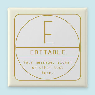 Editable Retro-modern Design Template Gold & White 2 Inch Square Button