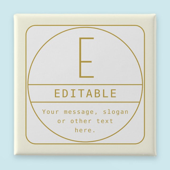 Editable Retro-modern Design Template Gold & White 2 Inch Square Button (Creator Uploaded)