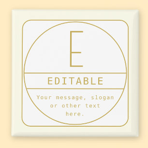 Editable Retro-modern Design Template Gold & White Magnet