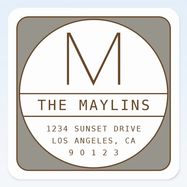 Editable Retro-modern Design Template | Grey Brown Square Sticker (Creator Uploaded)