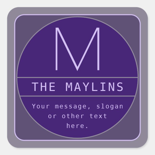 Editable Retro-modern Design Template | Purples Square Sticker (Front)