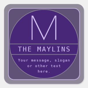 Editable Retro-modern Design Template   Purples Square Sticker